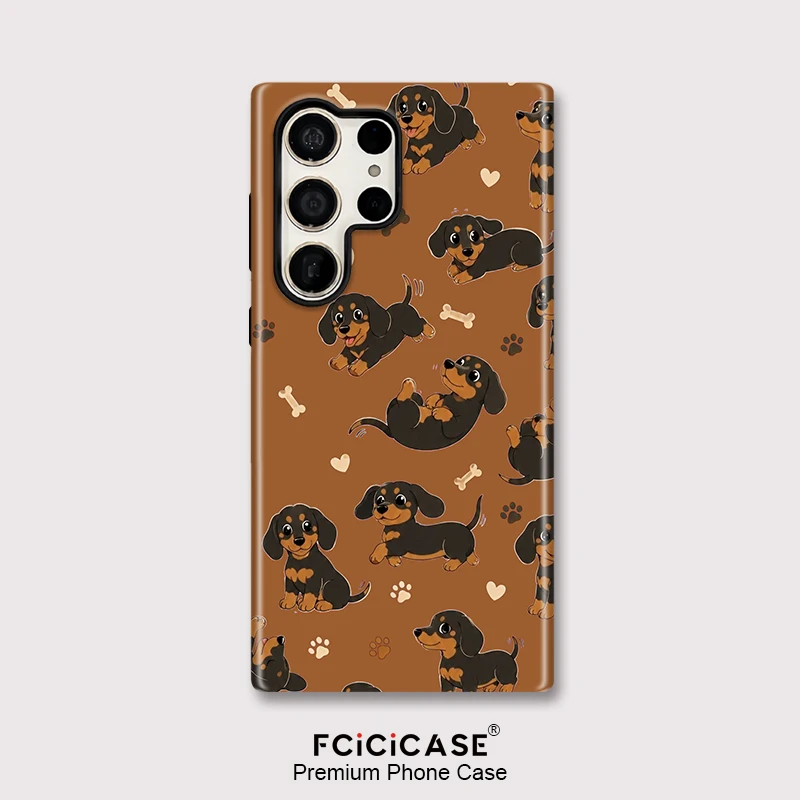Fcicicase Acrylic 2 in 1 Dual Layer Phone Case For Samsung Galaxy S24+ S23 Plus S25 Ultra A16 A26 A56 A36 Cute Dogs Print Cover