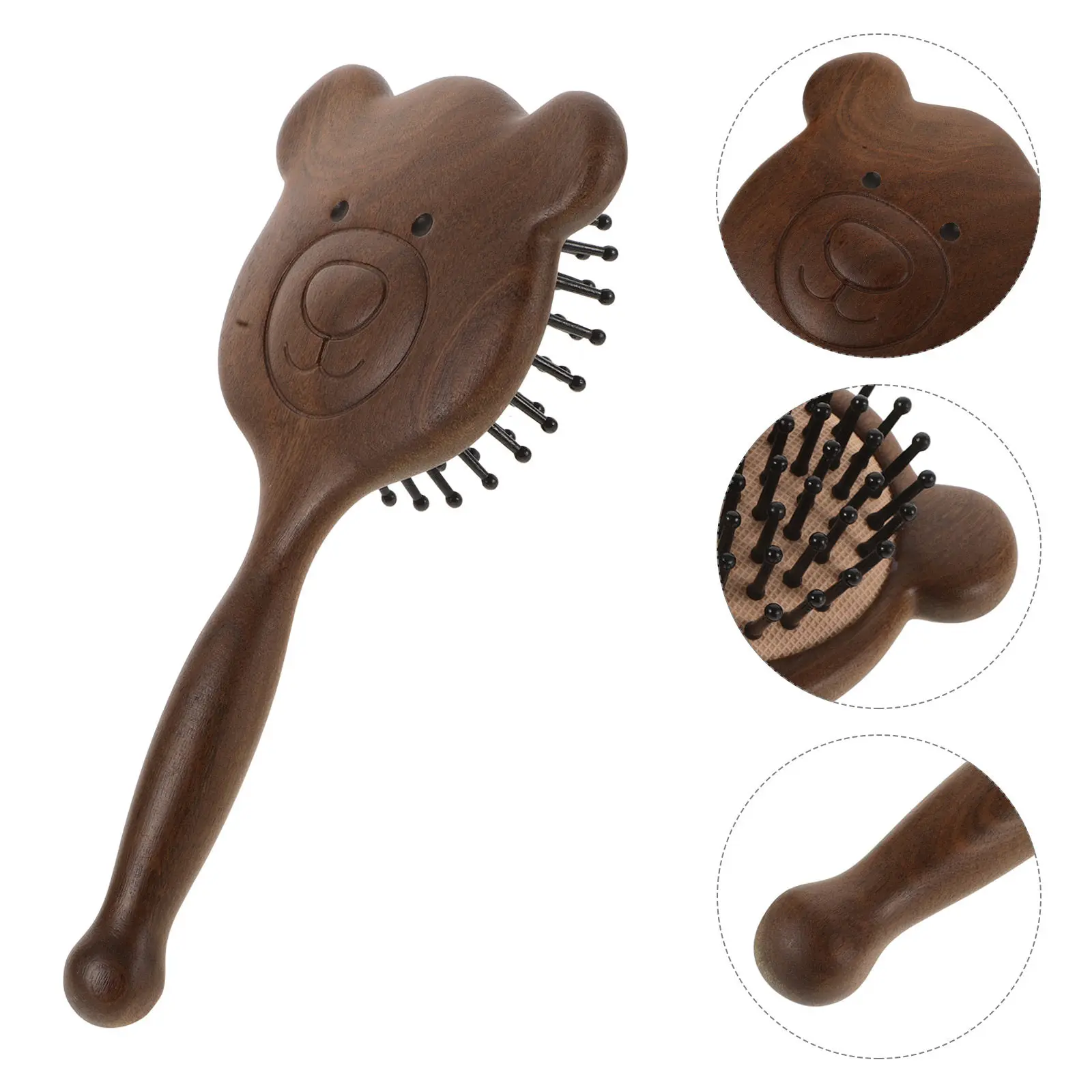 

Adorable Bear Wooden Hair Brush with Soft Cushion for Scalp Massage and Styling Perfect for Curly Wet Or Dry Hair