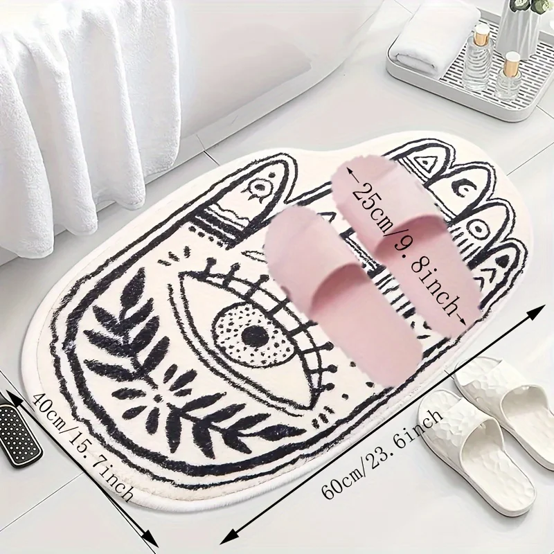 VIKAMA Retro Egyptian Hand And Eye Mat, Non-Slip, Dirt-Proof Carpet Home Decor. for Entryway, Bathroom with Water-Absorption