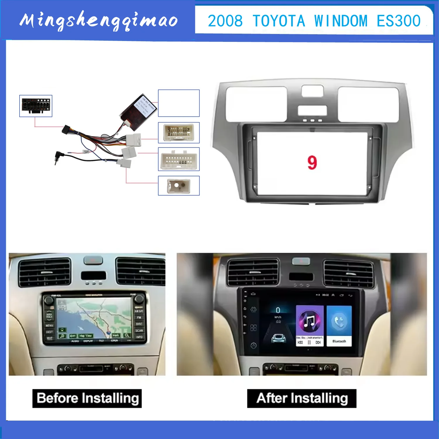 Autoradio da 9 pollici 2 Din Android Multimedia Stereo GPS Player Frame per Lexus ES300 ES 300 ES330 XV30 ES 330 2001 - 2006