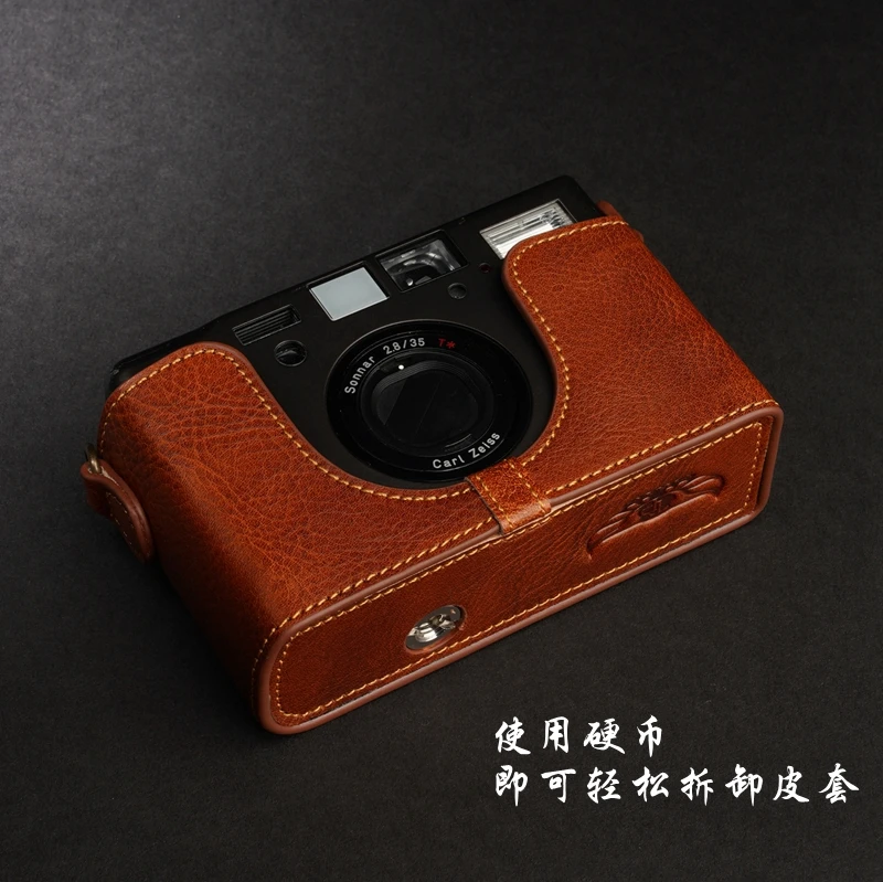 for CONTAX T2 T3 Tix Camera Bag Case Semi Case Camera Accessories Handmade Genuine Leather Bag Body Box