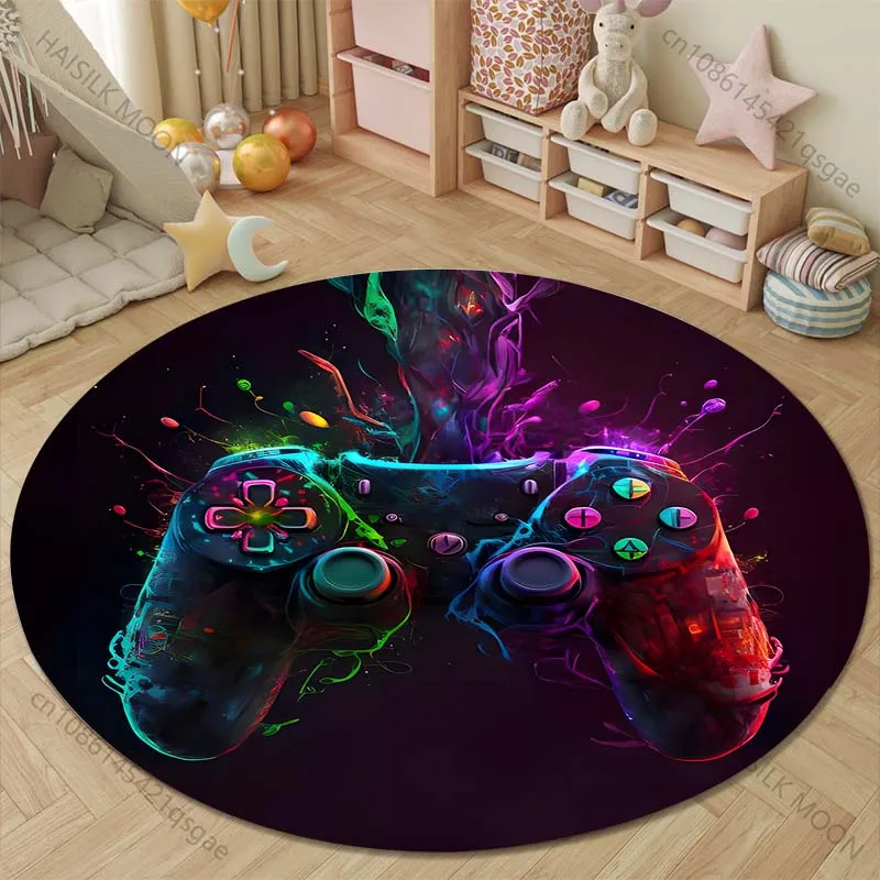 Multiple Styles Game Controller Round Rugs for Living Room Bedroom Floor Mats Kids Room Household Carpet Game Room Home Decor