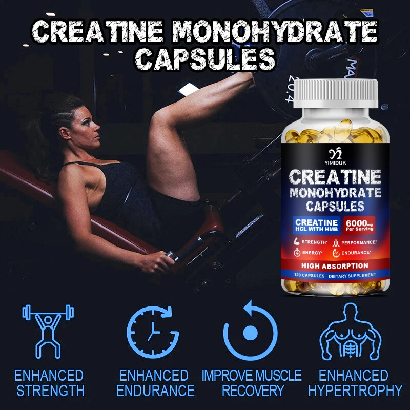 Creatine Monohydrate 6000mg Capsules with Creatine HCL & HMB, Boost Lean Muscle, Improve Training Endurance, Ease Muscle Fatigue
