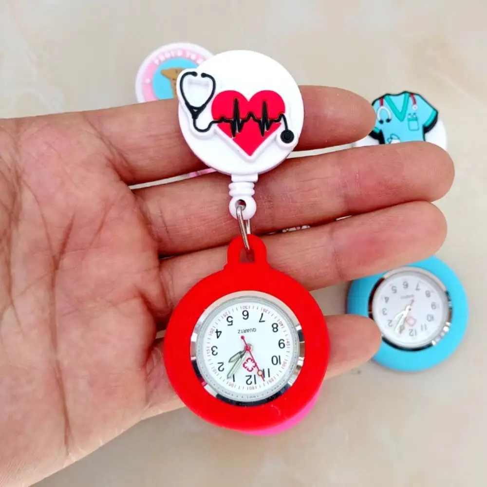 Lovely Cartoon FOB Pocket Watches Silicone Retractable Clip Badge Reel Simple Design Fashion Accessories Pocket Watches Mens