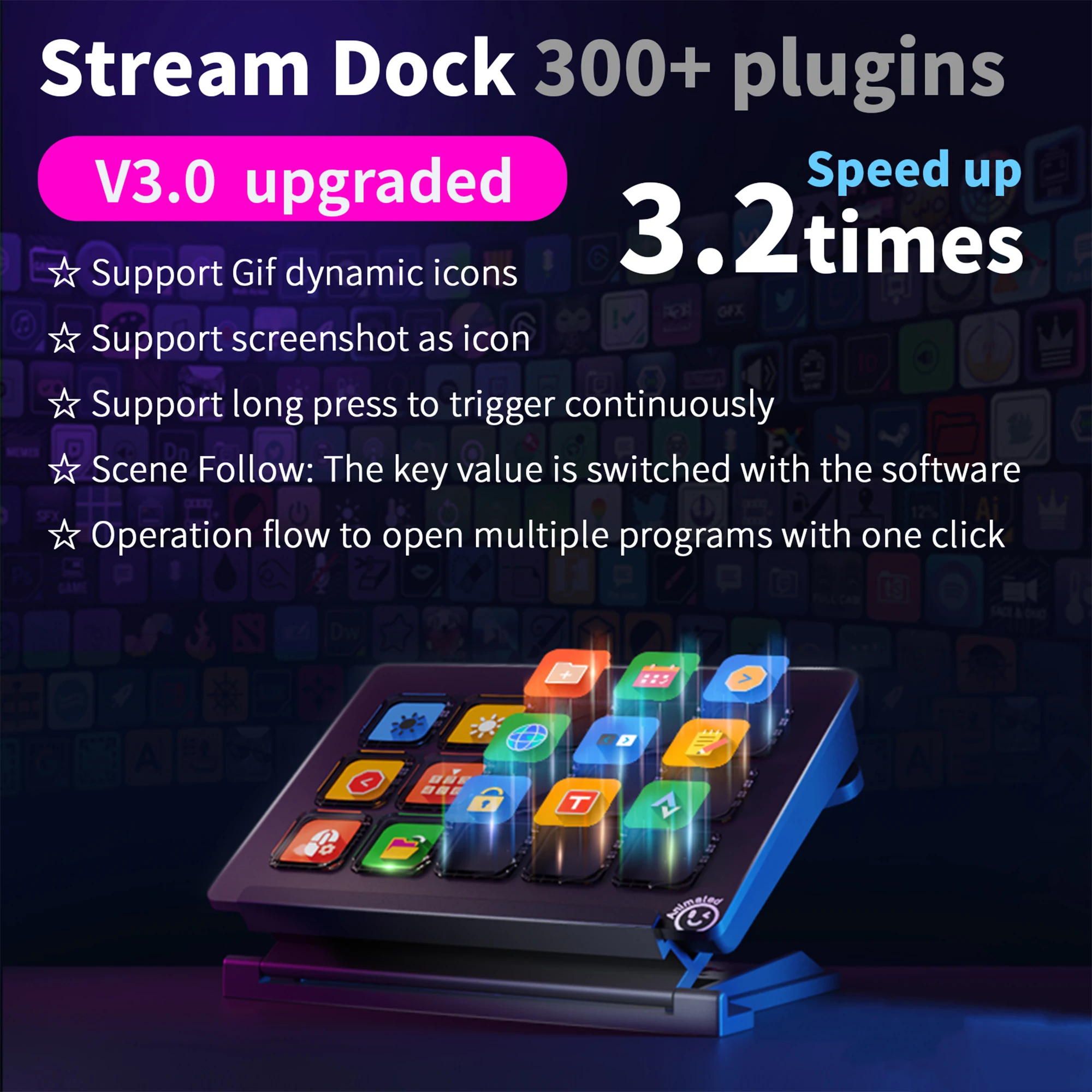 لوحة مفاتيح الكمبيوتر المكتبي المرئية مع شاشة كبيرة وأزرار، مفتاح ديناميكي لبث OBS #2