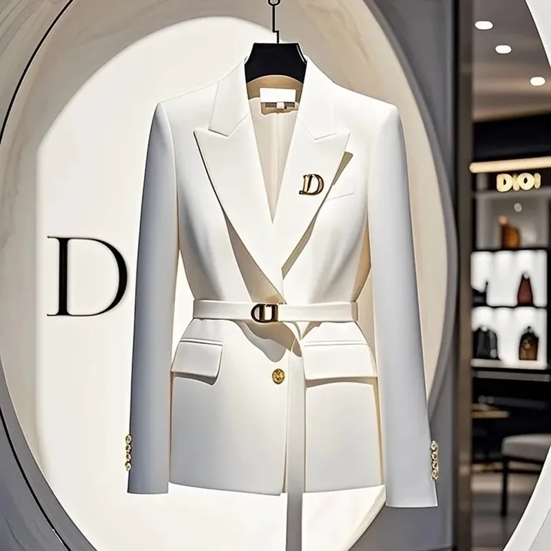 

Spring Autumn 2025 New Chic Blazer Jacket Women's Short Outerwear Casual All-match Slim Double-Breasted High-end Office Suit