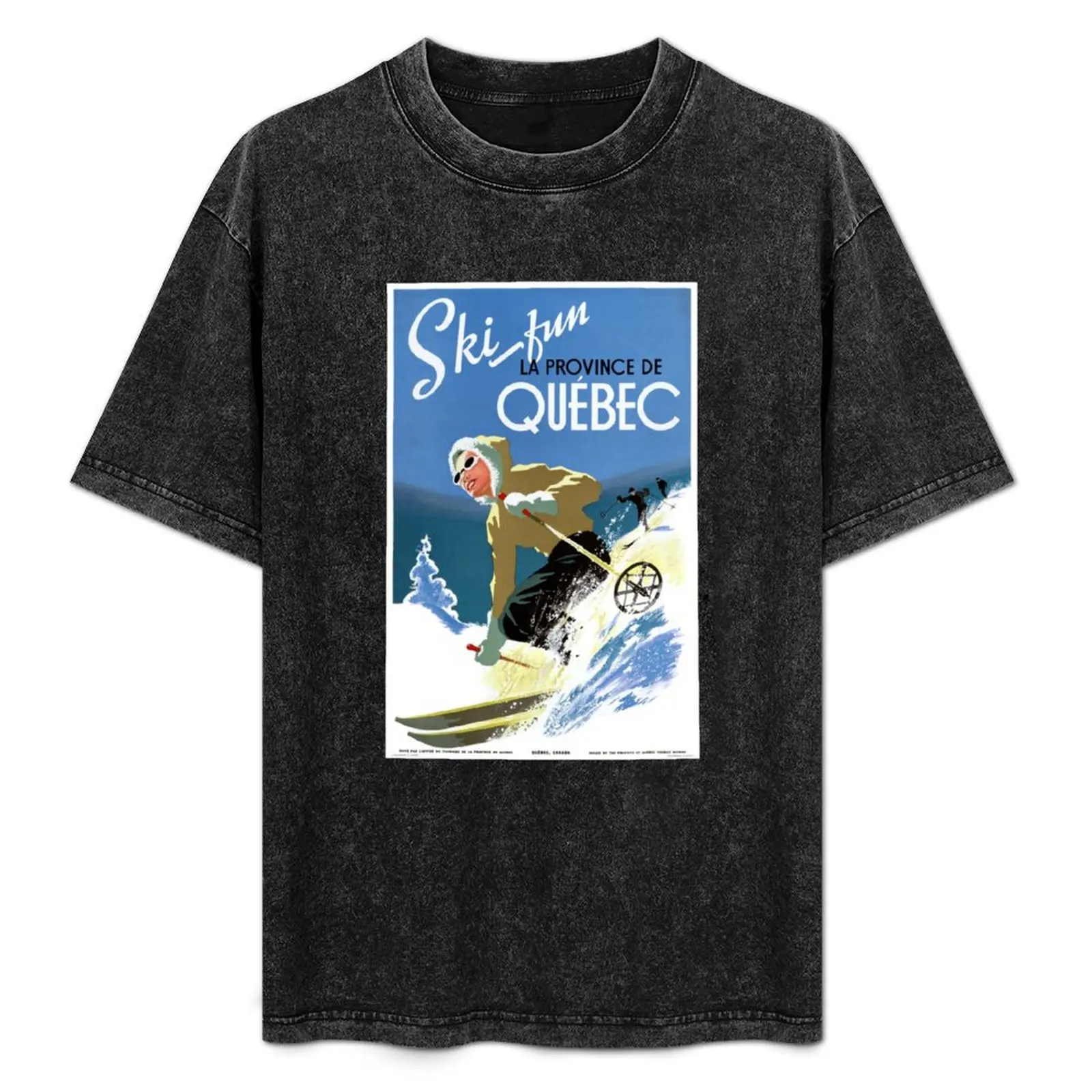 

Quebec Canada Vintage Travel Poster Restored T-Shirt t shirt men 100% cotton luxury brand funny t shirts cotton T-Shirt