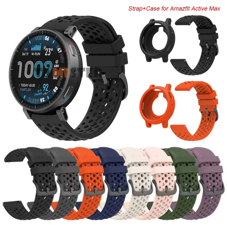 Pulseira para relógio inteligente amazfit active max + capa protetora de silicone, acessórios para pulseira amazfit active max