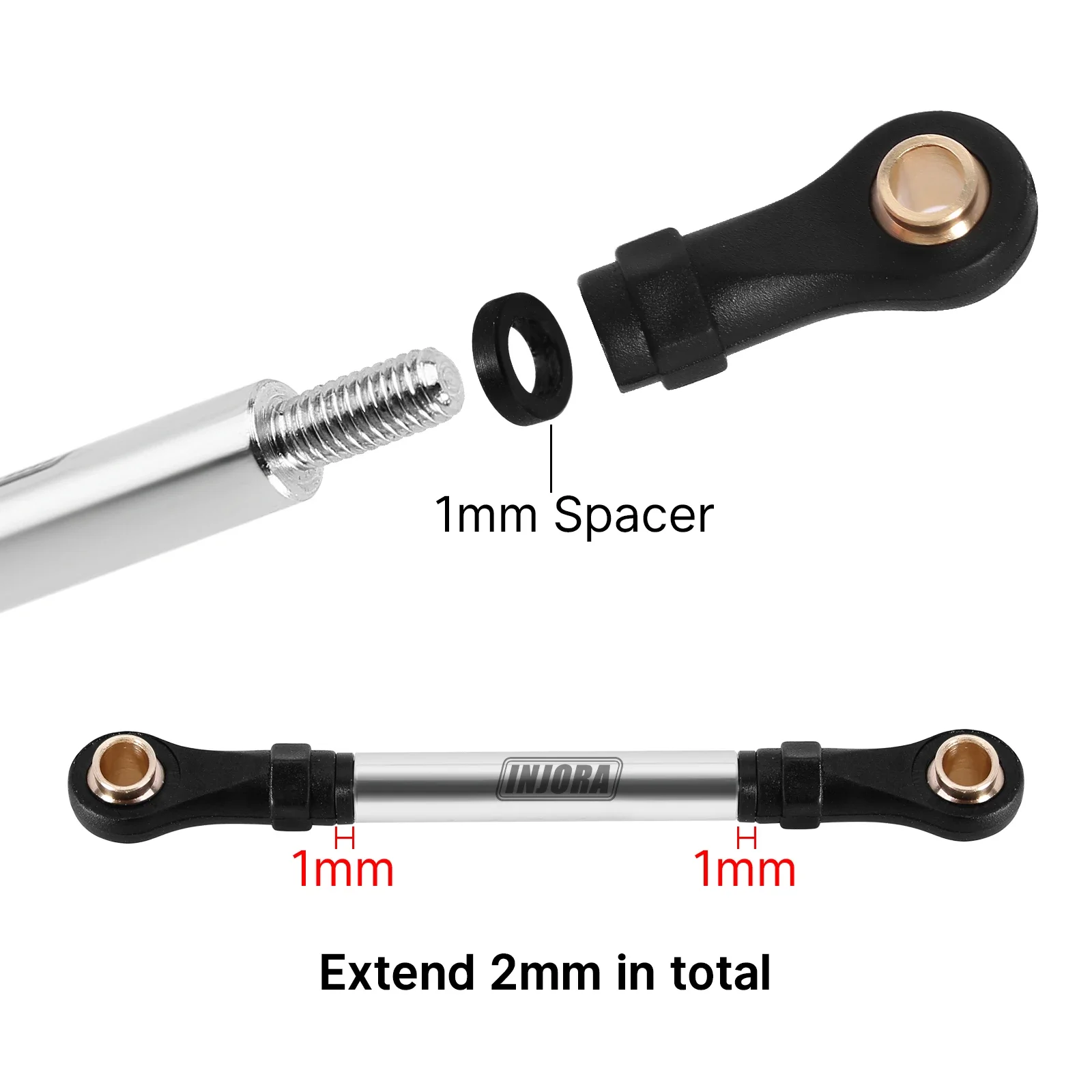 INJORA Stainless Steel High Clearance Chassis Links Steering Link Set for 1/18 RC Crawler TRX4M Upgrade (4M-08 4M-57)