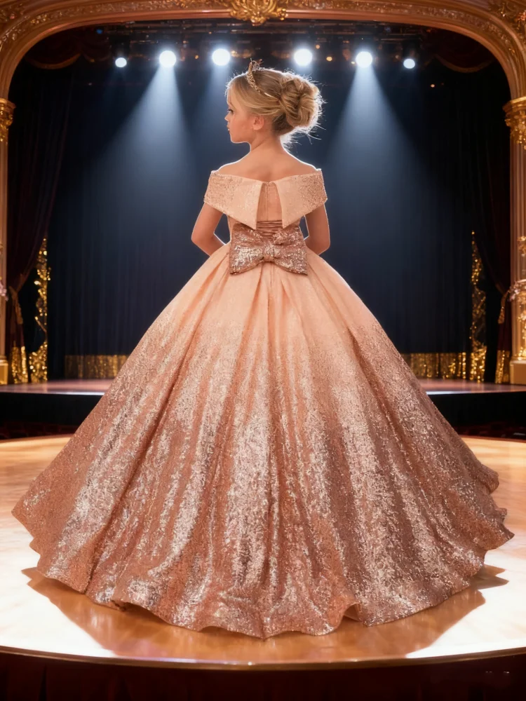 Gorgeous Flower Girl Dress Bow Princess Toddler Wedding Party Dress First Communion Dress Birthday Dress