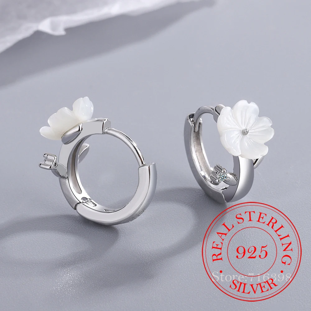 

Real 925 Sterling Silver Shell Petal Simple Ear Hoop Earrings for Women Simple Korean Earring Wedding Party Jewelry Gift Jlkfa