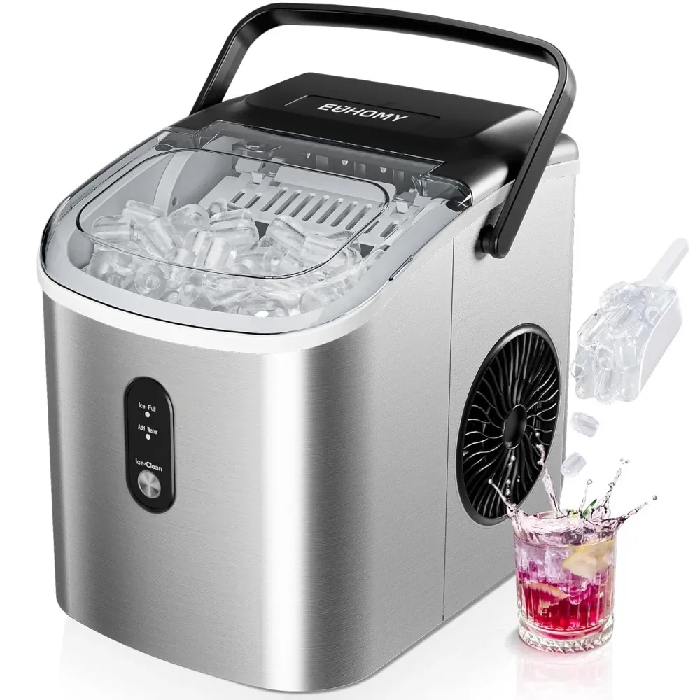 

XMSJ Countertop Ice Maker Machine with Handle,9 Cubes in 6 Mins, Auto-Cleaning Portable Ice Maker with Basket and Scoop