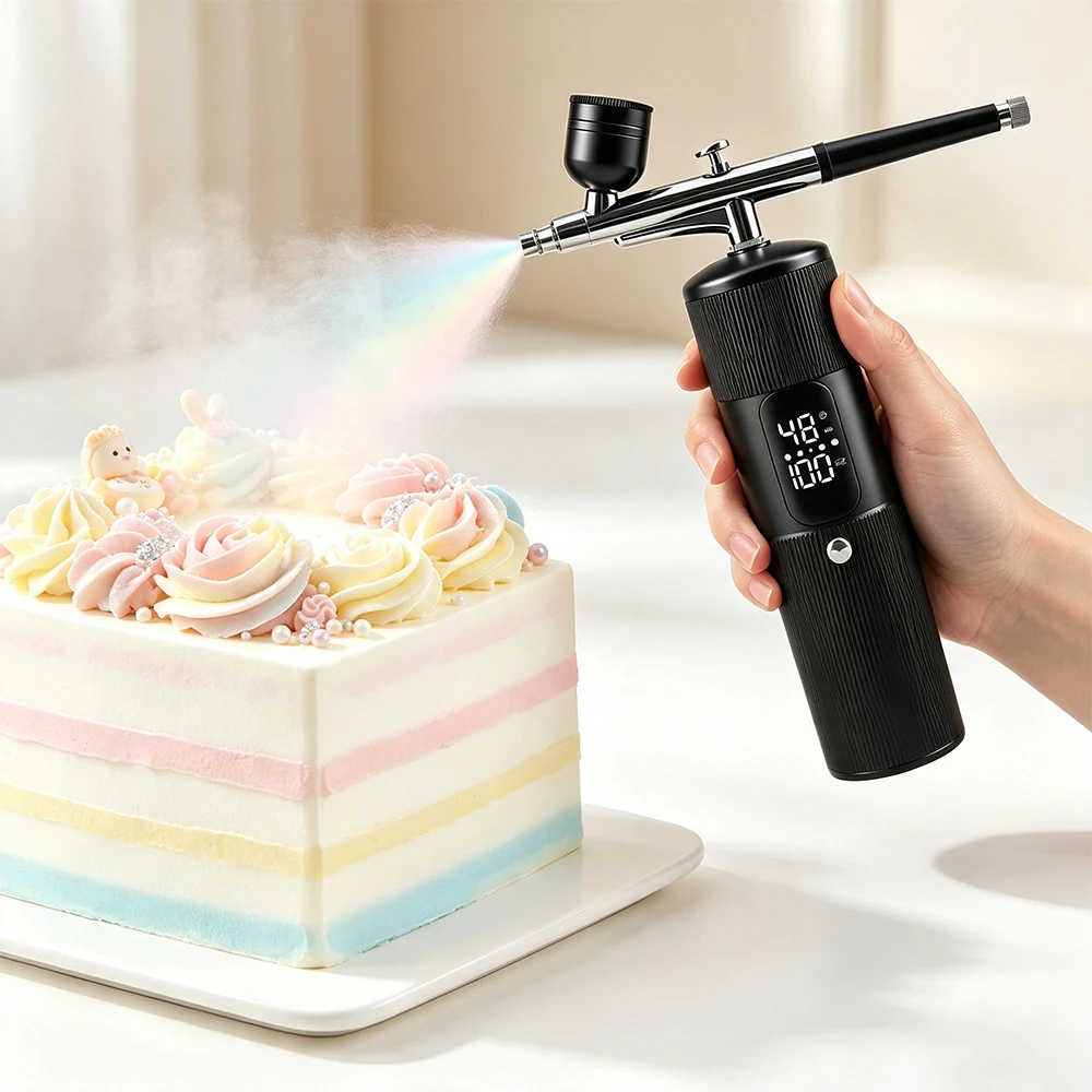 Tragbares Airbrush-Set mit Verlängerungsrohr, 28/38/48 PSI Luftdruck-Sprühgerät für Nagelkunst, Handwerk, Autolackierung, 4 Stunden Betriebszeit – Detail 12
