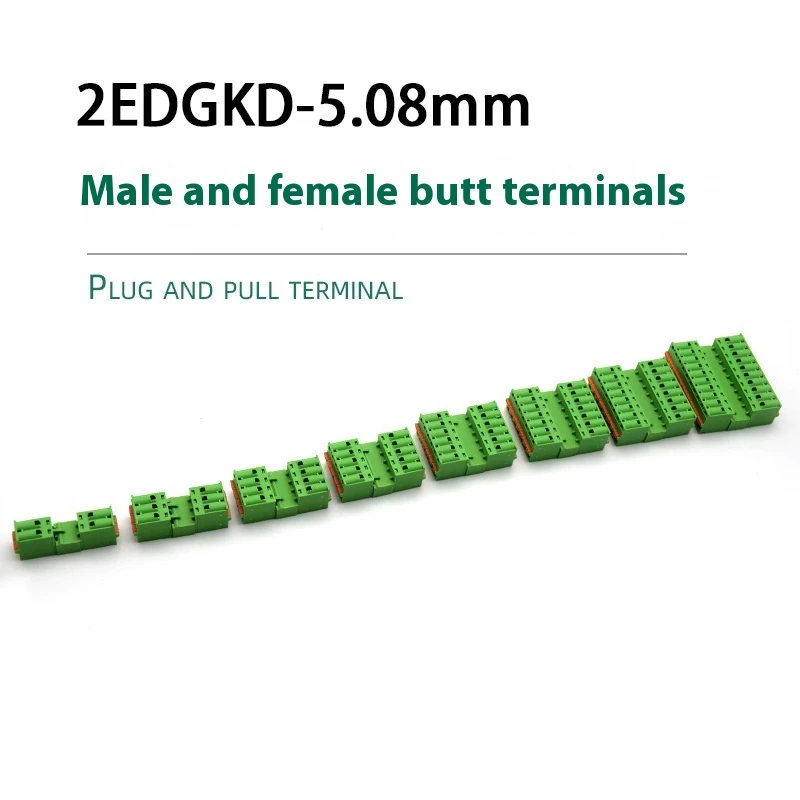 5Pcs 2EDGKD-5.08mm Spring Press Connection Plug-in Terminal, Screw Free, Solder Free Green Plug 2-20p