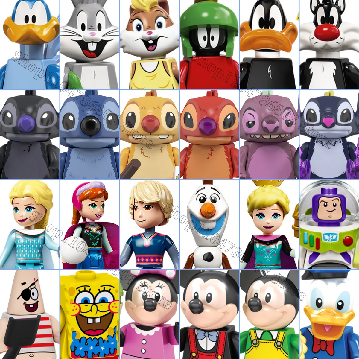

Disney Frozen cartoon comic character brick toys Stitch Buzz Lightyear SpongeBob boys girls MINI assembly building block gifts
