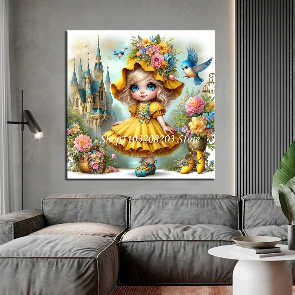 DIY Diamond Painting New 2024 Cross Stitch Kit Princess Girl And Castle Picture Mosaic Diamond Embroidery Home Decoration