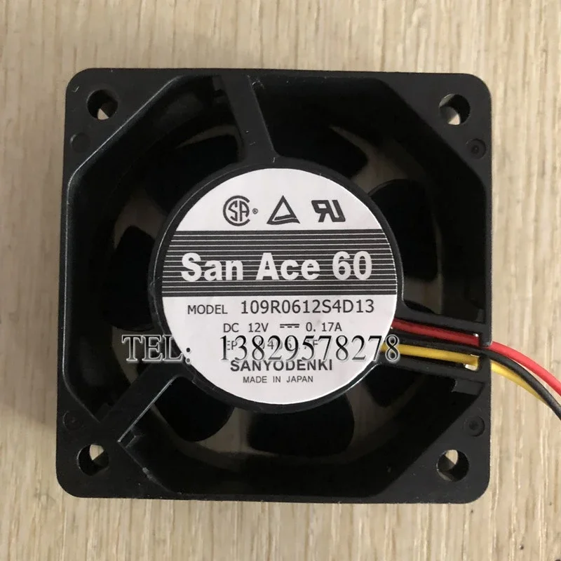 SANYO DENKI 109R0612S4D13 DC 12V 0.17A 60x60x25mm 3-Wire Server Cooling Fan