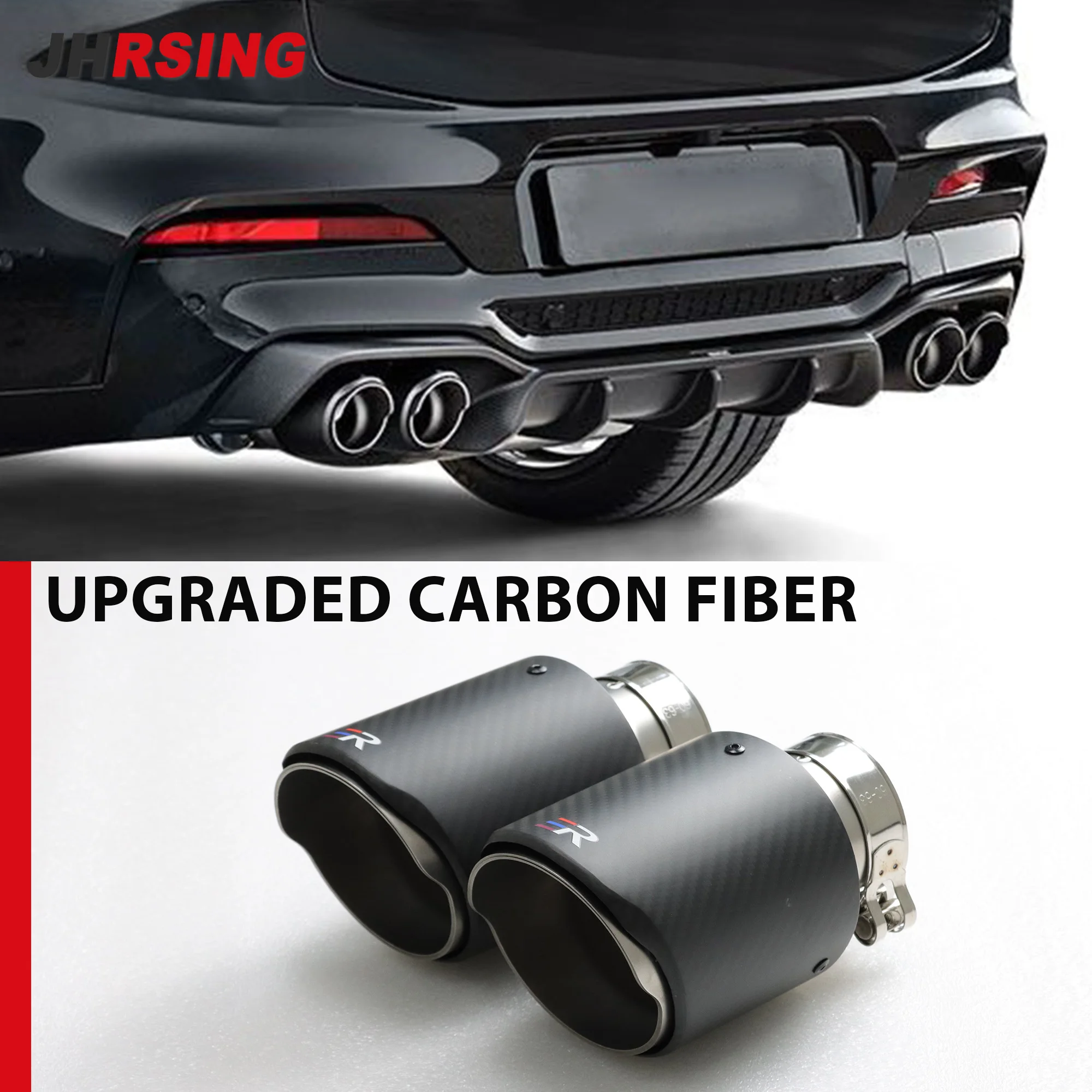 

1PCS Exhaust Tips Matte Carbon Fiber Decoration for Universal Car Nozzles Muffler pipe Stainless steel Modify