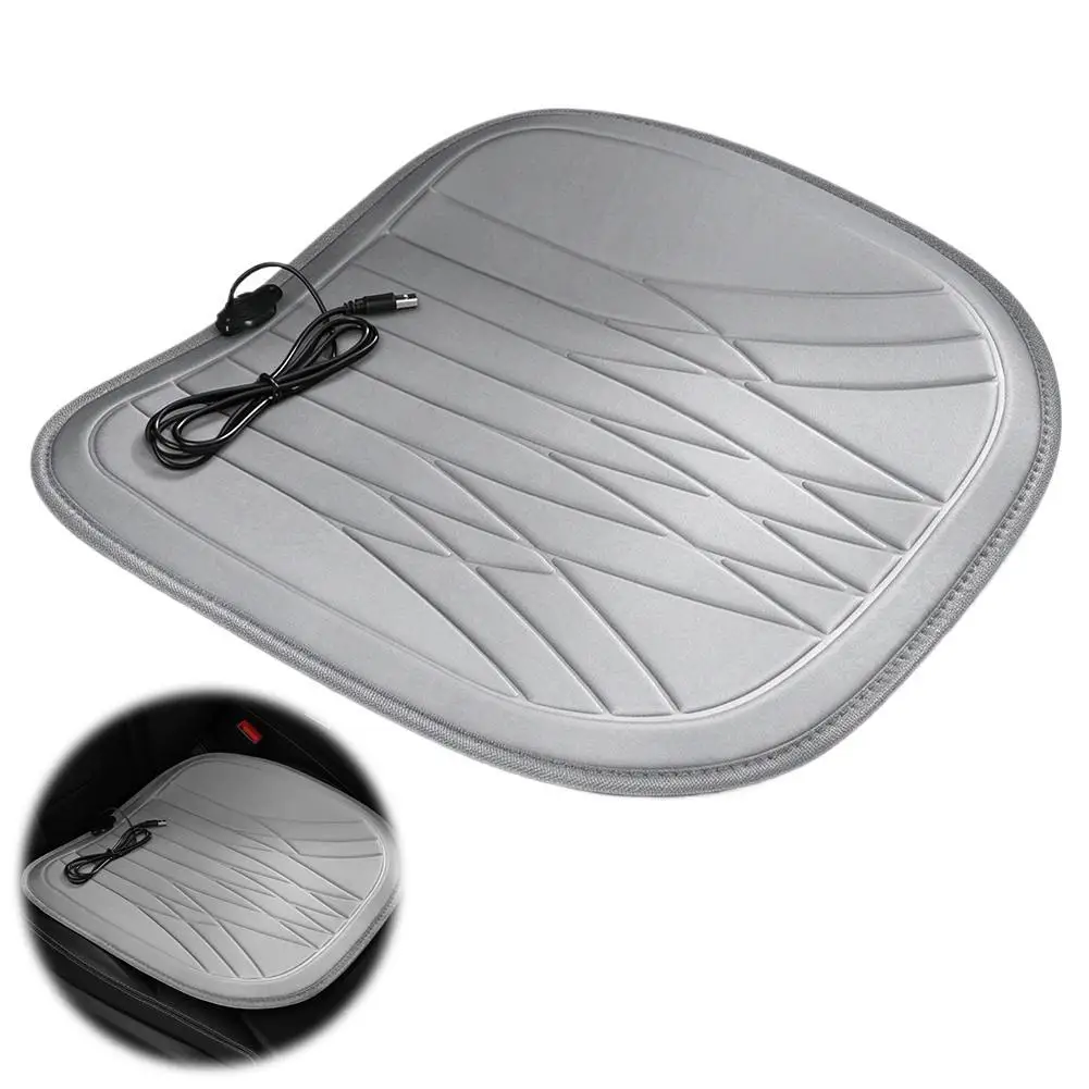 Heated Car Seat Cushion 12V Plug Single Seat Synthetic Fiber Cover for Winter Driving