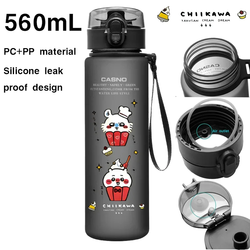 560ML Kawaii Chiikawa Cartoon Water Cup plastica portatile di grande capacità figure di cartoni animati tazza trasparente sport all'aria aperta acqua bambini Cift