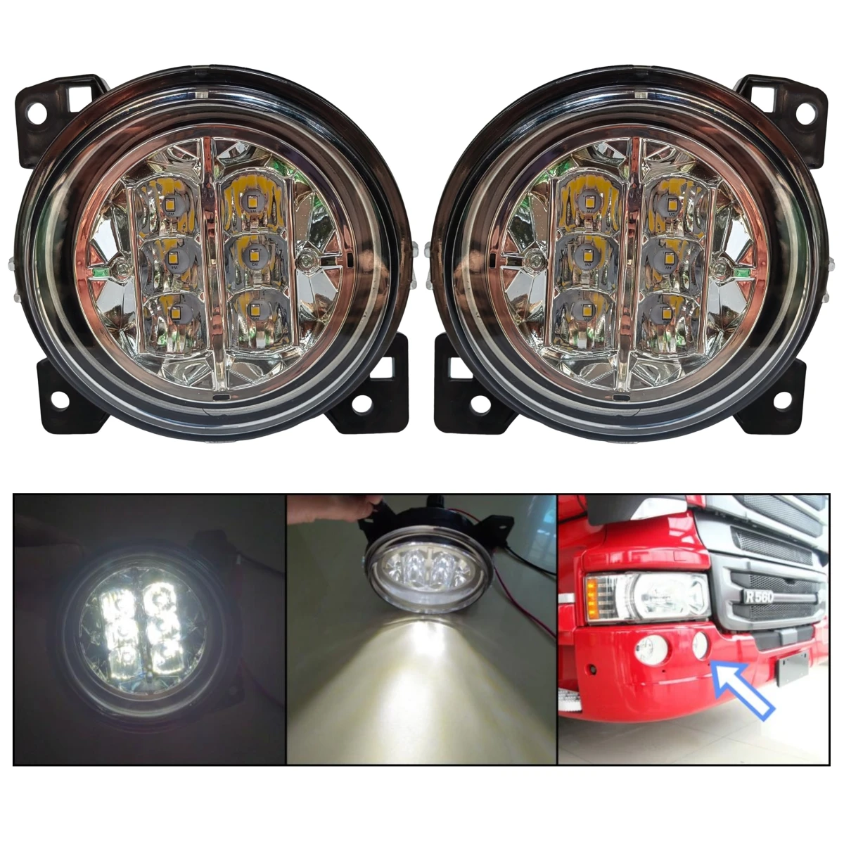 

2 шт. внутренние светодиодные противотуманные фары для Scania G440 G450 P380 P410 R450 R620 24 В фара грузовика передняя DRL дневная фара аксессуары Запчасти