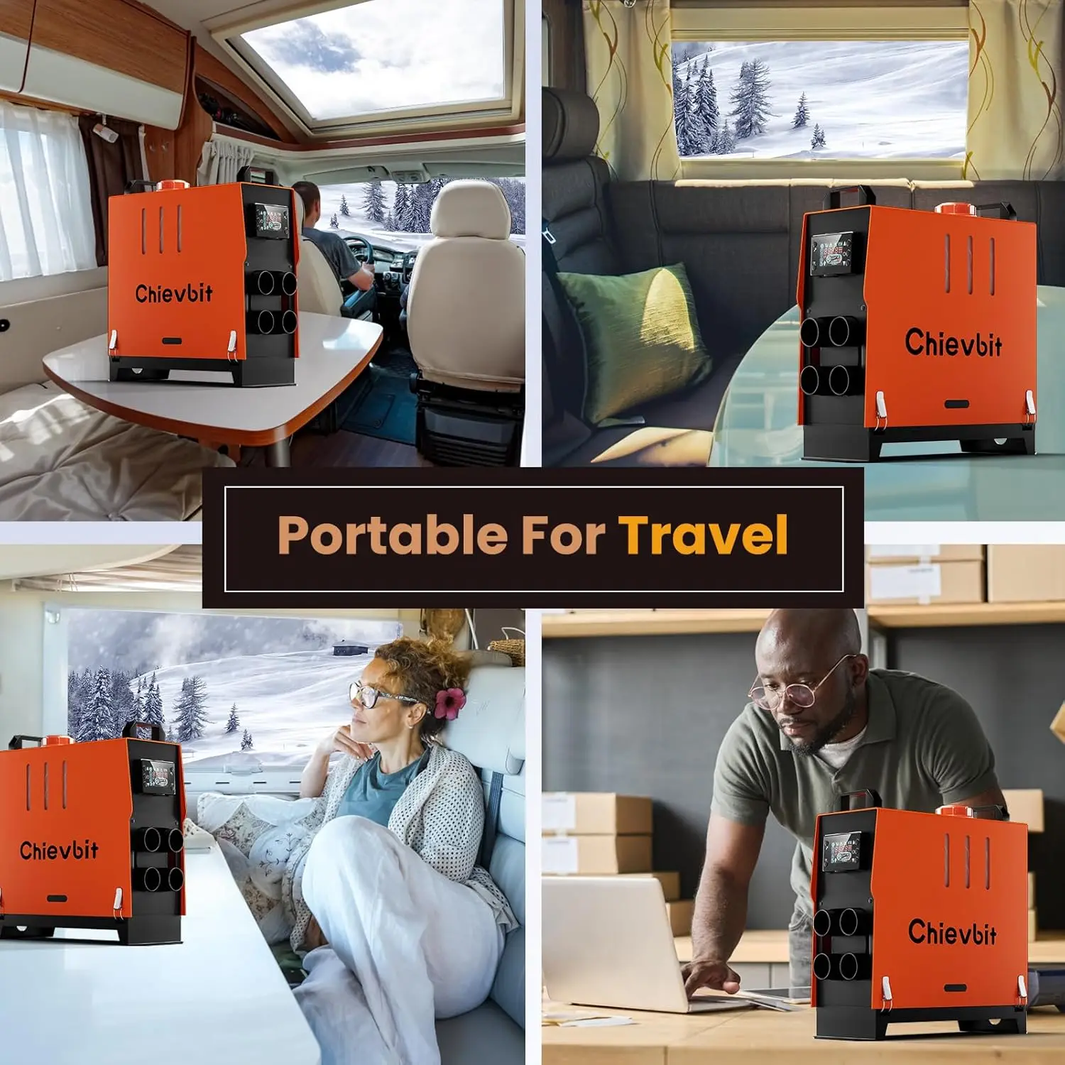 سخان هواء تيار مستمر 8 كيلو وات 12 فولت مع 4 منافذ، تسخين متعدد المناطق، جهاز تحكم عن بعد وشاشات LCD للمركبات الترفيهية والشاحنة والتخييم والقارب