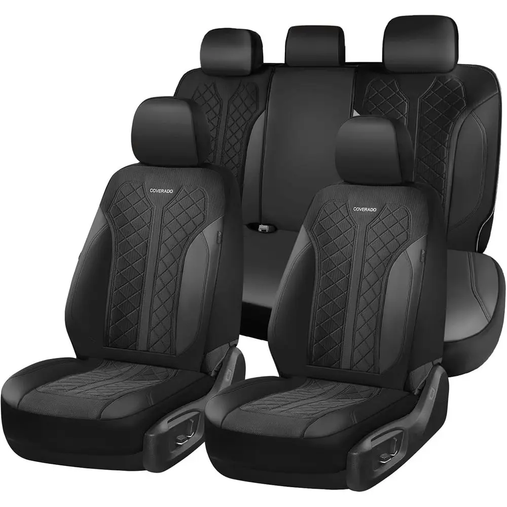 

Car Seat Covers 5 Seats, Seat Covers ull Set, Mesh Breathable Protect, 5-Piece Spill-Proo Black Automotive Covers, Uni