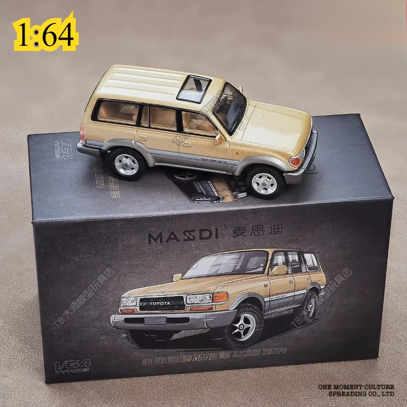 In stock 1:64  LC80 golden green alloy simulation car model, boy toy gift, collection toy statue