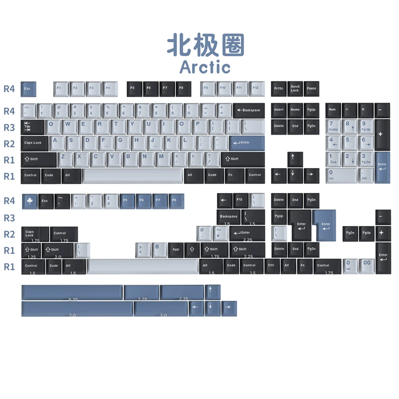 1 Set GMK Arctic Keycaps ABS Double Shot Keycap Cherry Profile Key Caps With ISO Enter 7U Spacebar For HHKB EU Layout Keyboard