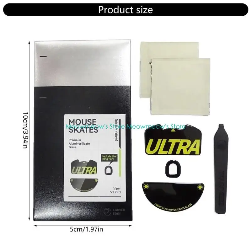 W91A 1Setガラスマウスフィートマウススケートステッカーパッド丸いグライドカーブドエッジ交換v3proの交換