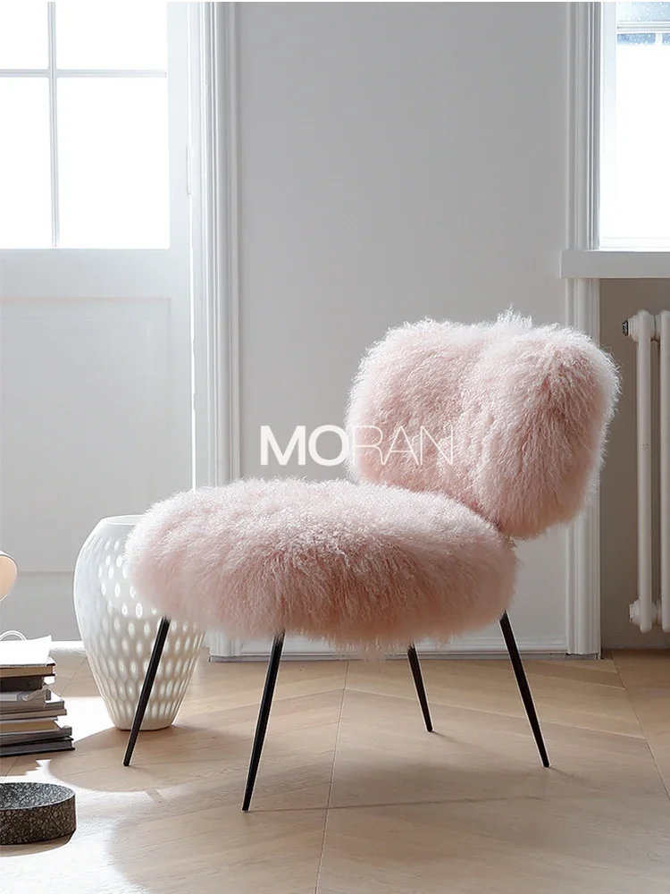 

Dressing chair stool Italy imported wool light luxury creative single sofa balcony leisure chair