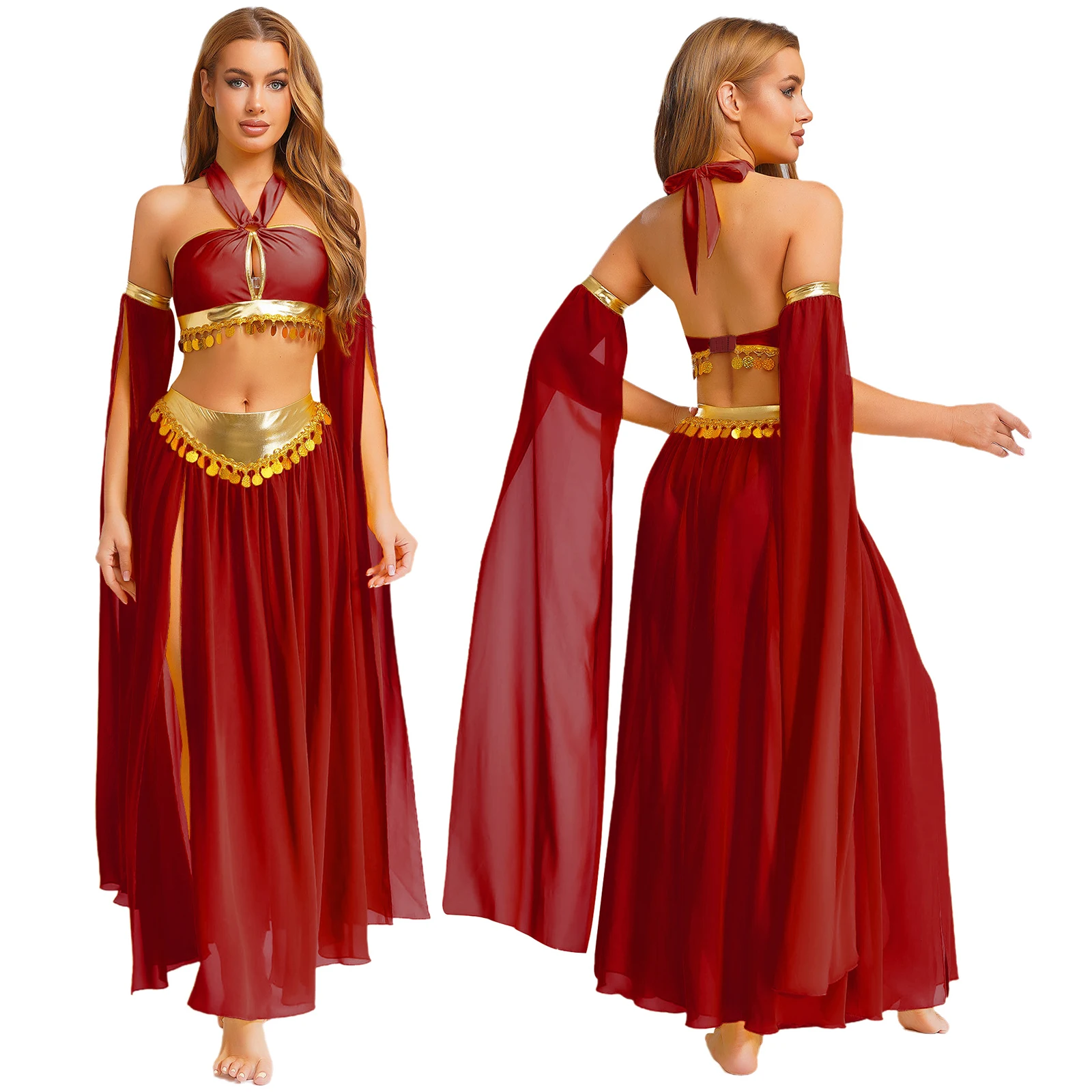 

Women Rhythmic Belly Dance Performance Crop Top with Briefs Sheer Mesh Skirt Sets Lyrical Belly Dancing Competition Outfits