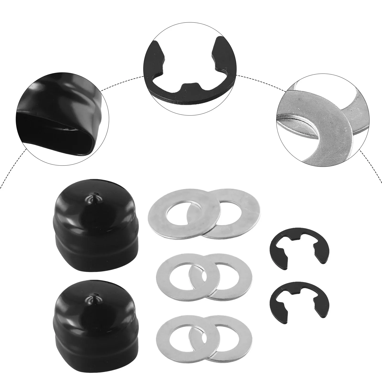 Hardware Kit Hubs Tool Accessories 2pcs E-Clips 4pcs Thrust Washers Front Wheel Bushing For Craftsman 532188967