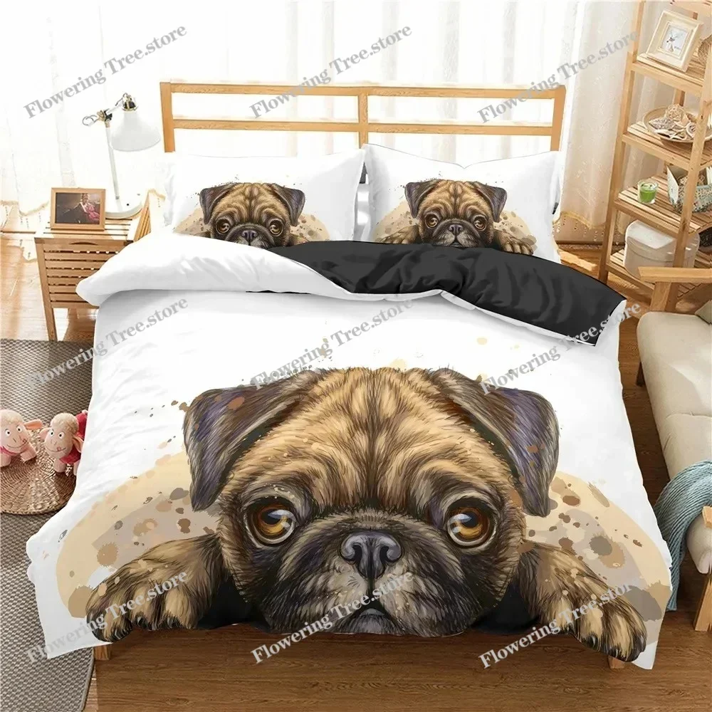 

Cute Animal Bedding Set Cartoon Pug Dog Duvet Cover Sets Kids Comforter Cover Queen King Twin Single Size Polyester Quilt Cover0