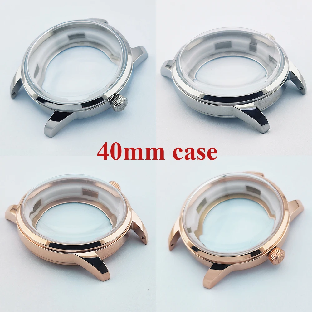 40mm nh35 Case Arch Glass Watch Case Silver/Rose Gold Cocktail Case Steel Case for NH35 NH36 NH38 NH70 Movement fit 35mm Dial
