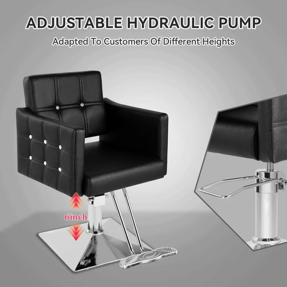 كرسي احترافي لتصفيف الشعر باللون الأسود لورشات الحلاقة والاستخدام المنزلي، يعمل بمضخة هيدروليكية، دوار 360 درجة لـ Beauty Brai