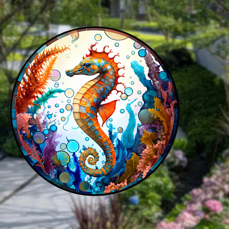 1pc Auto rv Haupt dekoration statische Frisch halte glas Aufkleber Sonnenschein erfassen Kollision Kunst Aufkleber-Seepferdchen/Krabben/Kraken #61