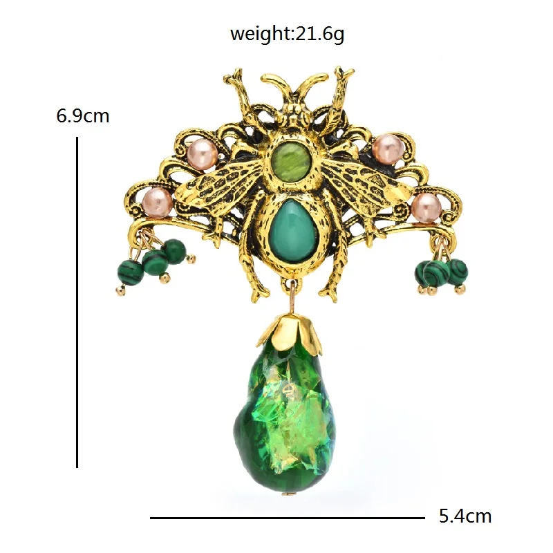 Wuli&baby Beauty Waterdrop Brooches For Women Luxury Palace Style Flower Vintage Party Office Brooch Pin Gifts