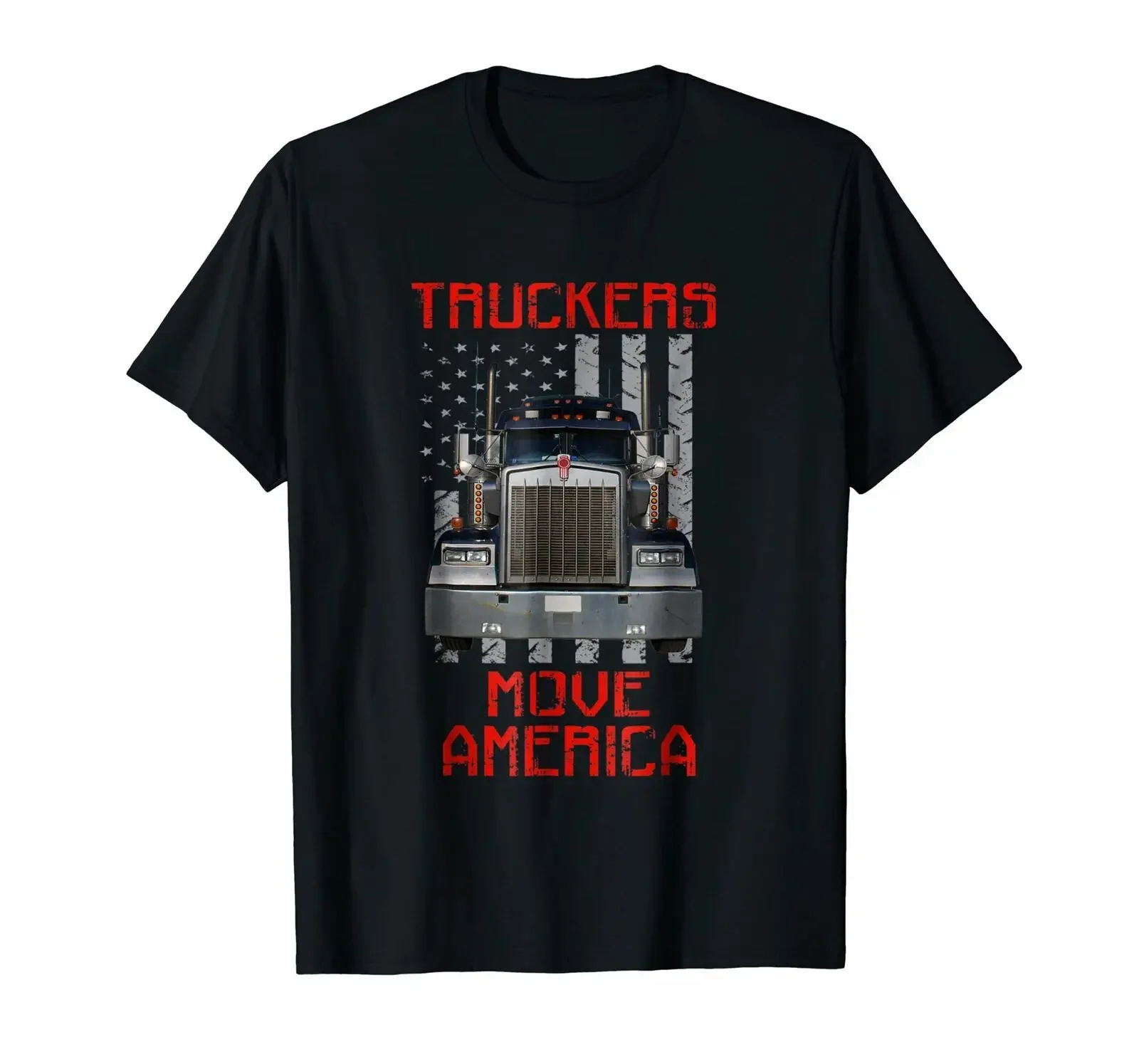 Trucker Move America Funny Truck Driver T-Shirt 100% Cotton O-Neck Summer Short Sleeve Casual Mens T-shirt Size S-3XL