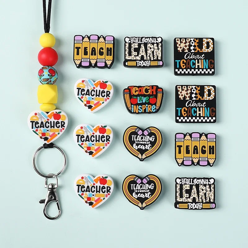 50pcs Wholesale New Teacher Silicone Beads Handwork Focal Beads Baby Toys DIY String Pen Bead Nipple Chain Jewelry Accessories