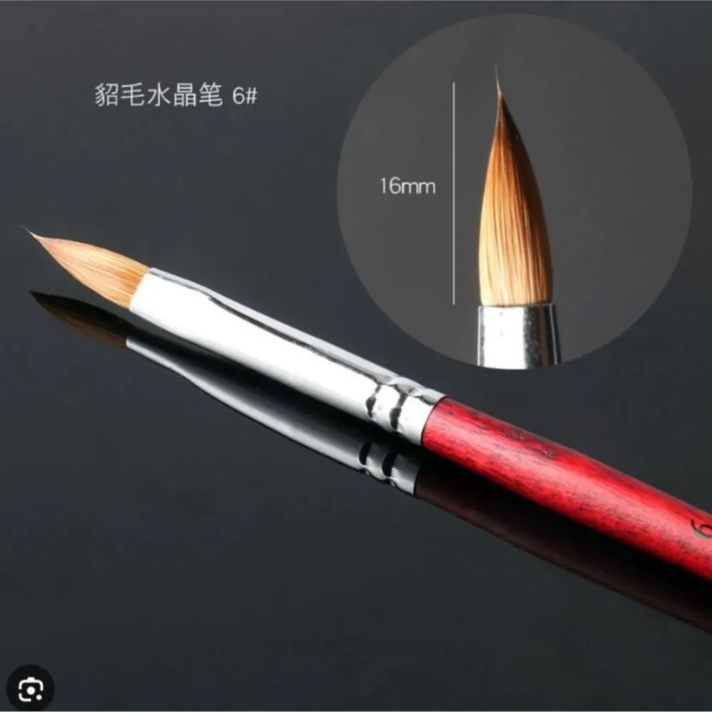 Taille # 2/4/6/8/10/12 Kolinsky brosse à ongles acrylique ovale serti manche en bois brosses à ongles pinceaux d'application acrylique professionnels