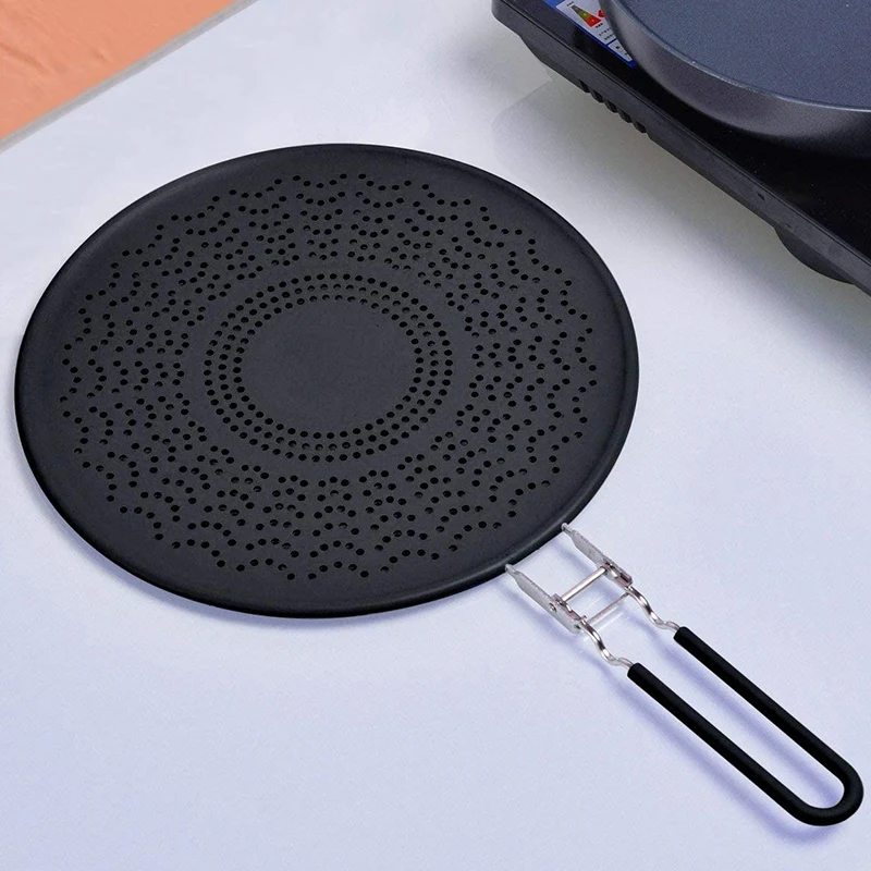 13 Inch Silicone Splatter Screen - Pan Cover with Folding Handle Heat Resistant Oil Splash Guard Heat Insulation Black