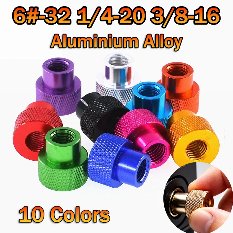 UNC 6#-32 1/4-20 3/8-16 Colourful Aluminium Alloy Hand Tighten Knurled Thumb Nut Through-hole for FPV RC Car Parts Hardware