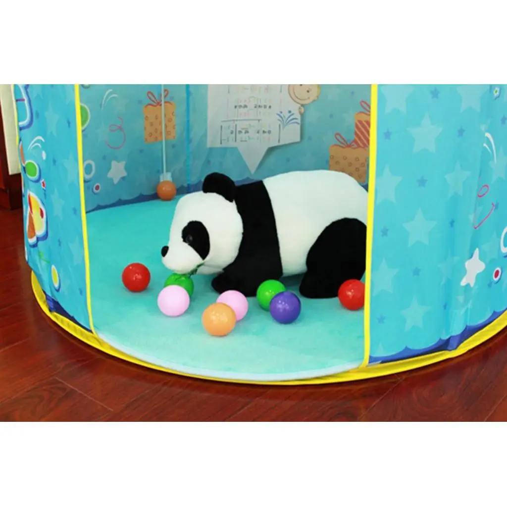 Tapis de tente en peluche douce pour enfants/bébés, 120cm de diamètre, coussin de sol pour chambre d'enfants, rond bleu