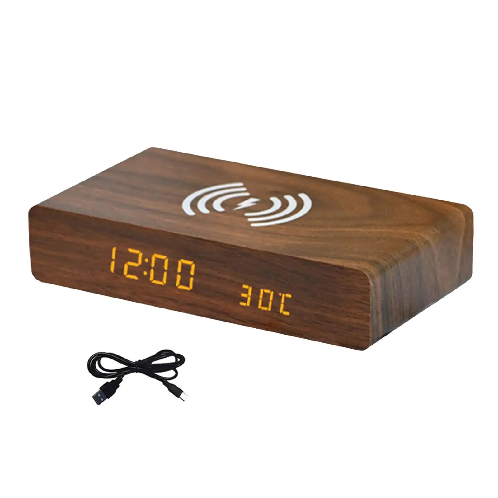 Alarm Clock with Wireless Charging LED Display for Cafe Desktop Living Room