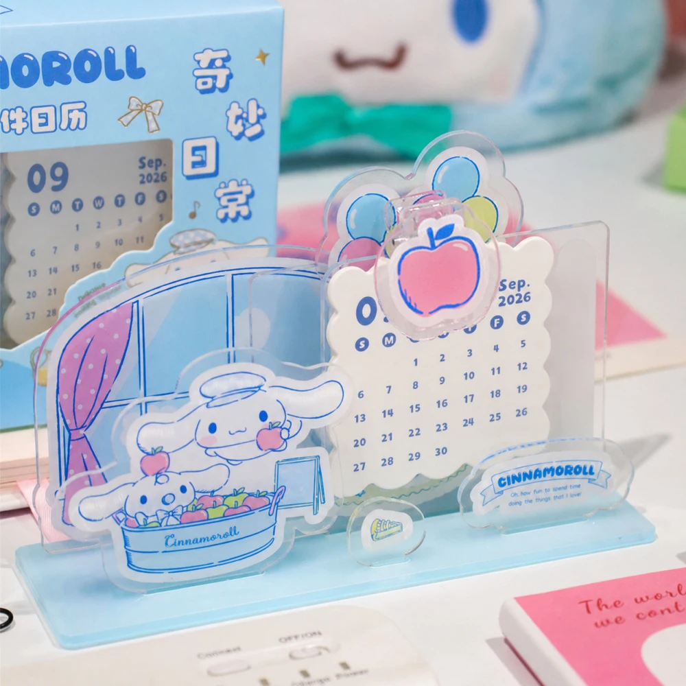 2027 New Genuine Sanrio Kuromi Cinnamoroll Melody Acrylic Daily Schedule Calendar Kawaii Tabletop Decorative Perpetual Calendar
