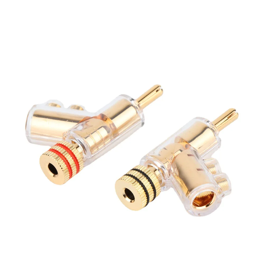 Fever Gold Plated Rhodium 24K Gun-type Cross Lock Speaker Banana Head Audio Speaker Cable Connector with Anti Oxidation Shell