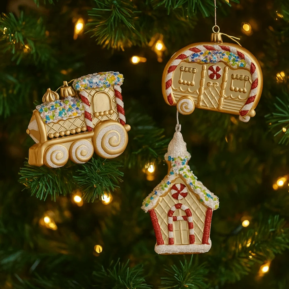 

Gold Christmas Tree Pendant Shimmering Cartoon Little Bear Squirrel Ornament Matte Finish Christmas House