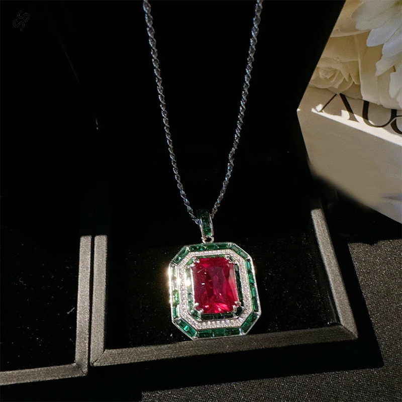 Austrian Garnet Ruby Necklace Vintage Malachite Green Wine Red Vortex Zircon Ring Bracelet Jewel accessories