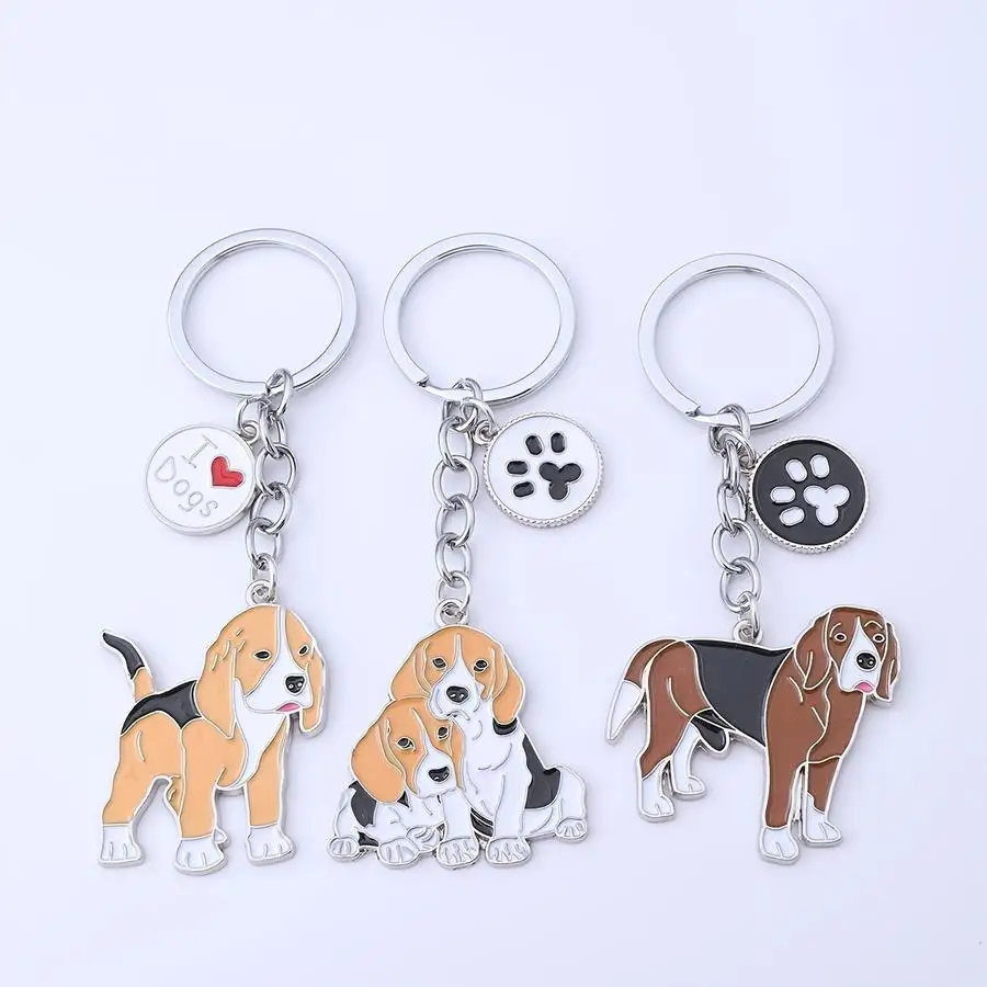 1/5/10/20/50/100pcs Beagle-Shaped Keychain, 1 Piece, Alloy with Enamel Painting, Swivel Hook, Key Organizer, Cute Purse Charm wi